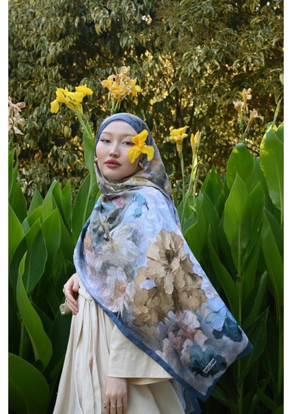 Comfy Flue Desen Şal - Mavi