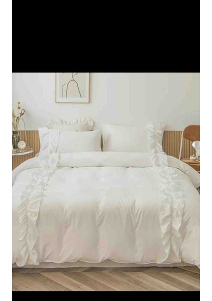 Çift Kişilik Firfirli Nevresim Takımı Beyaz fiyatları