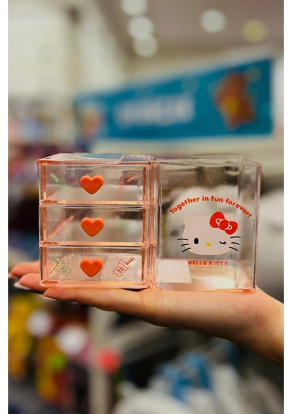 Sanrio Lisanslı Mini 3 Katmanlı Masa Düzenleyici (Hello Kitty)