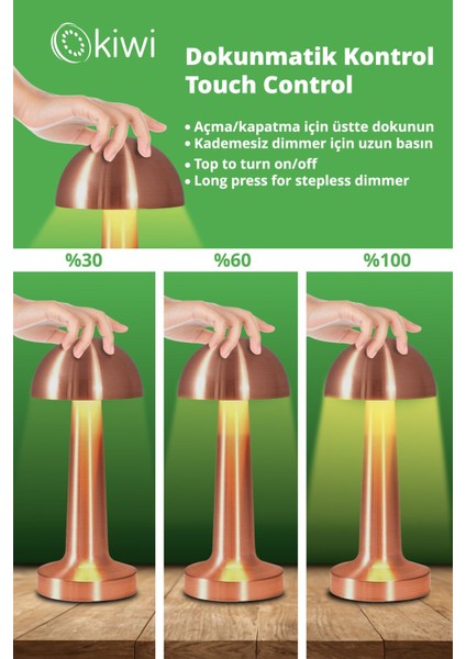 KLL-1321 Şarjlı Masa Lambası | Dokunmatik Kontrollü, 3 Işık Renk Seçeneği, Dimmer Özellikli fiyatları