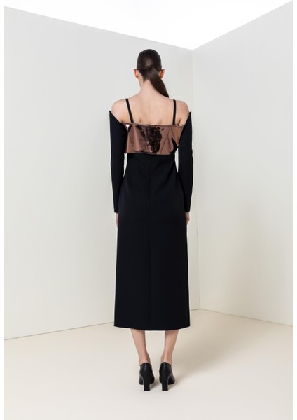 Kontrast Büstiyer Detaylı Elbise 26W40846 fiyatları