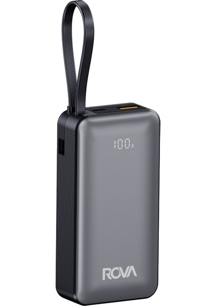 PWS624 10000 Mah 22.5W Süper Hızlı Şarj Destekli Powerbank – Type-C & USB Çıkış, Dahili Type-C ve Lightning Kablo