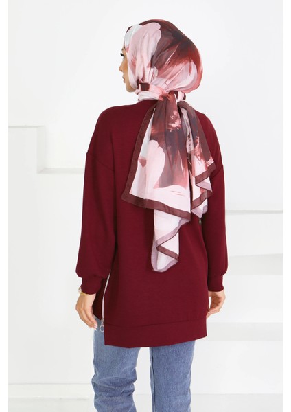 Garnili Fermuarlı Iki Iplik Sweatshirt modelleri
