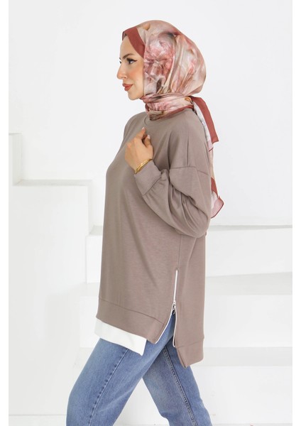 Garnili Fermuarlı Iki Iplik Sweatshirt fırsatları