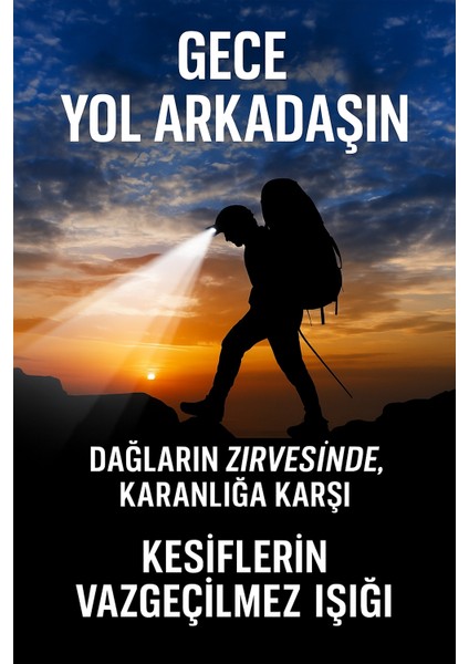 Başa Takılan LED Güçlü Arama Feneri – 46 Saat Çalışma Süresi 3 Modlu fırsatları
