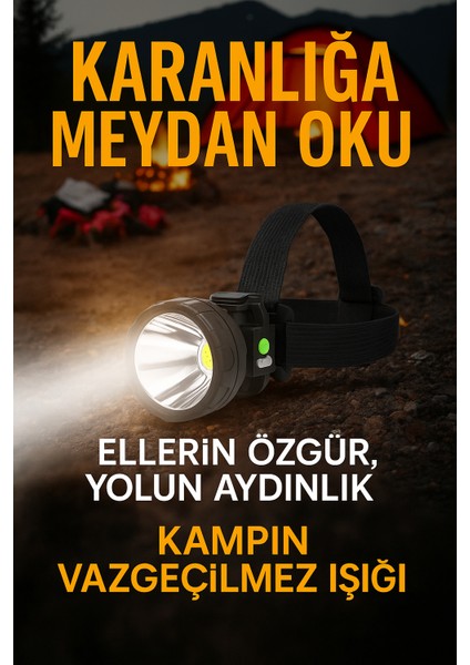 Başa Takılan LED Güçlü Arama Feneri – 46 Saat Çalışma Süresi 3 Modlu indirimleri