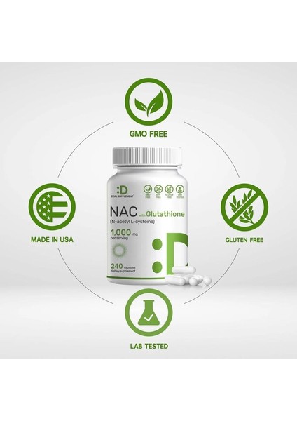 Na/c Supplement (N-Acetyl Cysteine) With Reduced Glutathione, 240 Capsules modelleri