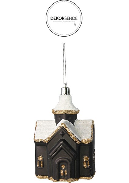 Yılbaşı Süsü Parlak Mat Ev Modeli Siyah Beyaz 8x6 cm fiyatları