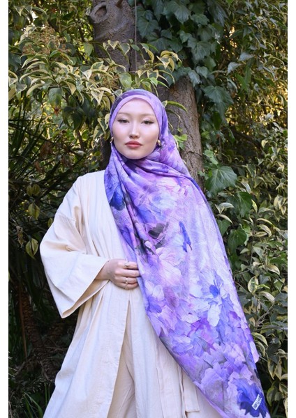 Comfy Flue Desen Şal - Lila fırsatları