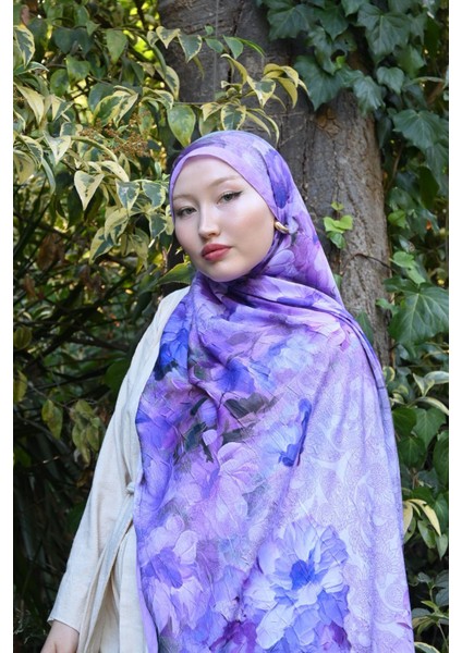 Comfy Flue Desen Şal - Lila indirimleri
