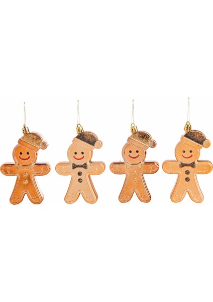 Yılbaşı Süsü 4'lü Kurabiye Adam Kahverengi 12 cm