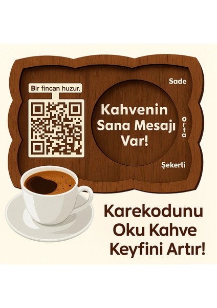 Kahvenin Sana Mesajı Var! Kahve Sunumluğu, Kahve Altlığı, Karekod Fincan Altlığı, Qr Kod Fincan fırsatları