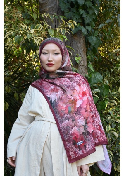 Comfy Flue Desen Şal - Bordo indirimleri