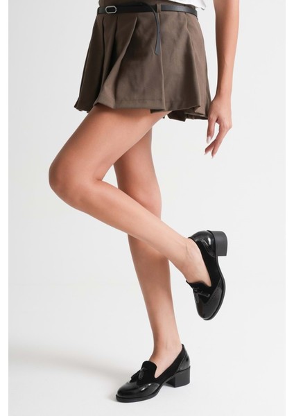 Kadın Hakiki Deri Püskül Detaylı Şık Ayakkabı - Siyah Rugan fiyatları