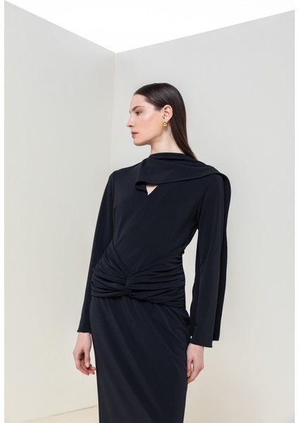 Şal Yaka Detaylı Elbise 26W40845 modelleri