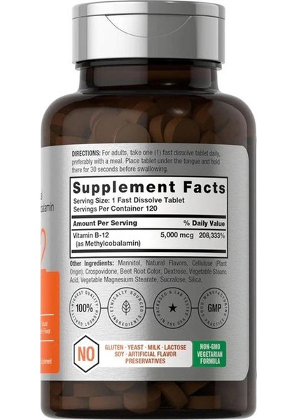 B-12 5000MCG 120 Hızlı Çözünen 120 Tablet fiyatları