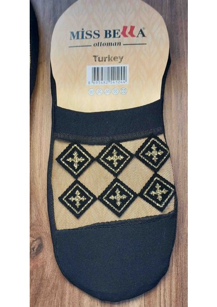 ✨ 2 Çift Şık ve Rahat Miss Bella Simli Bayan File Desenli Patik Çorap – Özel Tasarım & Konfor ✨ fırsatları