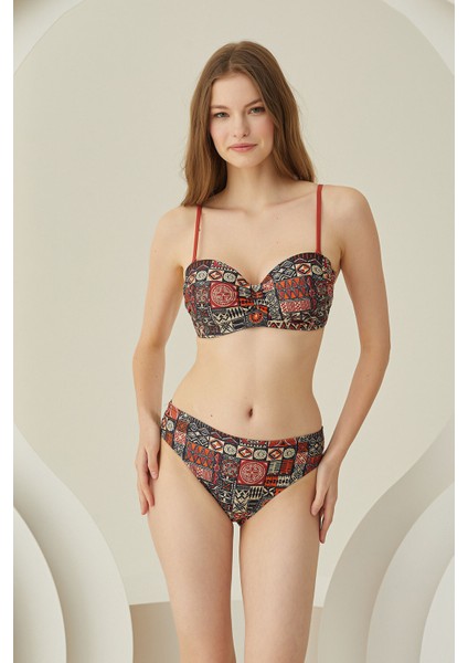 Renkli Lave Straplez Tek Üst Bikini fiyatları