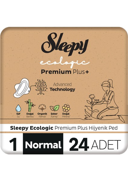 Ecologic Premium Plus Hijyenik Ped Normal 24 Adet Ped