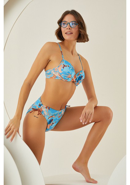 Renkli Mixed Yandan Ip Büzgülü Tek Alt Bikini modelleri