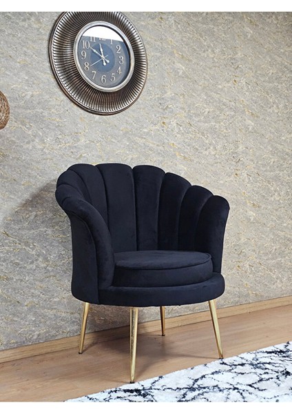 Tekli Istiridye Gold Kaplama Sivriltme Ayak Çay Seti Koltuk Tekli Berjer , Balkon, Salon, Ofis Siyah Renk 47 x 47 Boyut/ebat modelleri