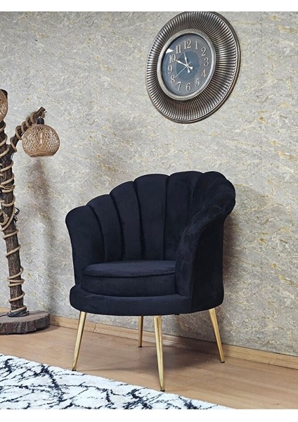 Tekli Istiridye Gold Kaplama Sivriltme Ayak Çay Seti Koltuk Tekli Berjer , Balkon, Salon, Ofis Siyah Renk 47 x 47 Boyut/ebat fırsatları