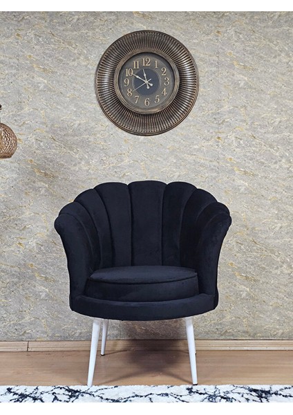 Tekli Istiridye Beyaz Boyalı Sivriltme Ayak Çay Seti Koltuk Tekli Berjer , Balkon, Salon, Ofis Siyah Renk 47 x 47 Boyut/ebat fiyatları