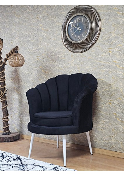 Tekli Istiridye Beyaz Boyalı Sivriltme Ayak Çay Seti Koltuk Tekli Berjer , Balkon, Salon, Ofis Siyah Renk 47 x 47 Boyut/ebat fırsatları