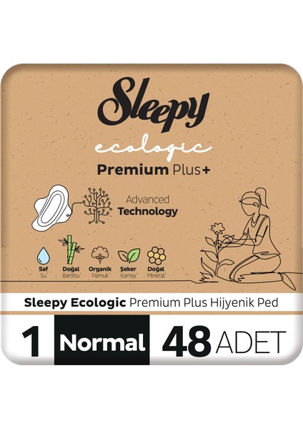 Ecologic Premium Plus Hijyenik Ped Normal 48 Adet Ped