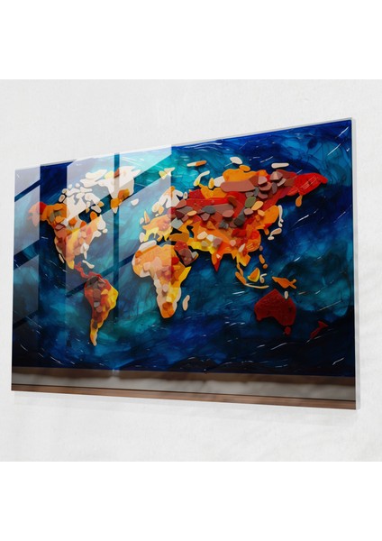 Dünya Haritası Cam Tablo - Dünya Haritası 2 Cam Tablo Ev Dekorasyonu