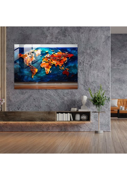 Dünya Haritası Cam Tablo - Dünya Haritası 2 Cam Tablo Ev Dekorasyonu modelleri