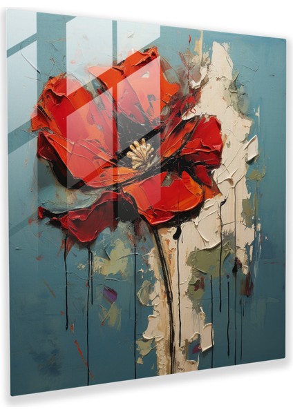 Ethereal Glass Print - Kırık Kırmızı Gelincik Cam Tablo Sanatı