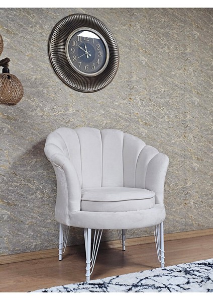 Tekli Istiridye Beyaz Boyalı Telli Ayak Çay Seti Koltuk Tekli Berjer , Balkon, Salon, Ofis Krem Renk 47 x 47 Boyut/ebat modelleri