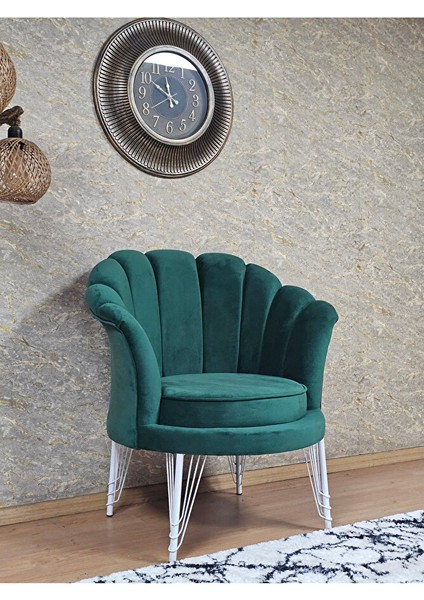 Tekli Istiridye Beyaz Boyalı Telli Ayak Çay Seti Koltuk Tekli Berjer , Balkon, Salon, Ofis Yeşil Renk 47 x 47 Boyut/ebat modelleri