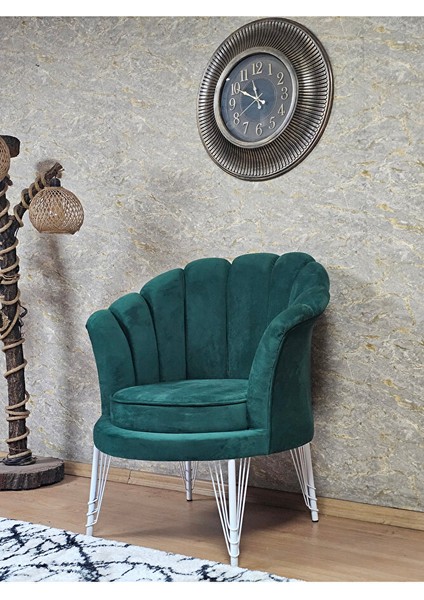 Tekli Istiridye Beyaz Boyalı Telli Ayak Çay Seti Koltuk Tekli Berjer , Balkon, Salon, Ofis Yeşil Renk 47 x 47 Boyut/ebat fırsatları