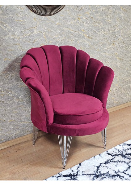 Tekli Istiridye Krom Kaplama Telli Ayak Çay Seti Koltuk Tekli Berjer , Balkon, Salon, Ofis Bordo Renk 47 x 47 Boyut/ebat fiyatları