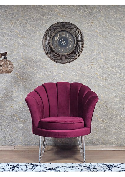 Tekli Istiridye Krom Kaplama Telli Ayak Çay Seti Koltuk Tekli Berjer , Balkon, Salon, Ofis Bordo Renk 47 x 47 Boyut/ebat modelleri