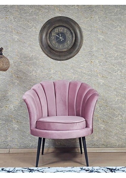 Tekli Istiridye Siyah Boyalı Sivriltme Ayak Çay Seti Koltuk Tekli Berjer , Balkon, Salon, Ofis Pembe Renk 47 x 47 Boyut/ebat fiyatları