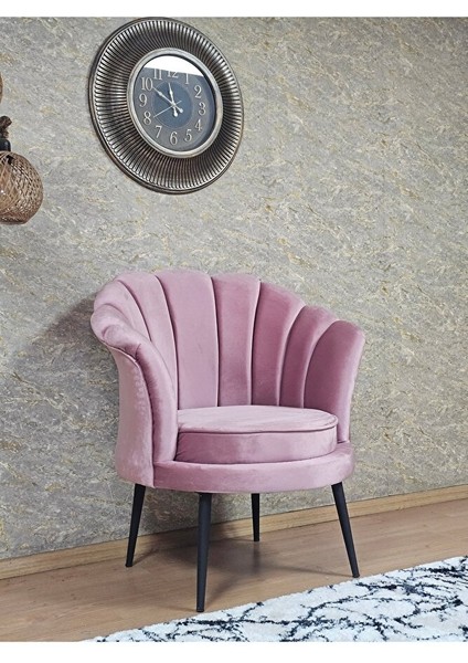 Tekli Istiridye Siyah Boyalı Sivriltme Ayak Çay Seti Koltuk Tekli Berjer , Balkon, Salon, Ofis Pembe Renk 47 x 47 Boyut/ebat modelleri