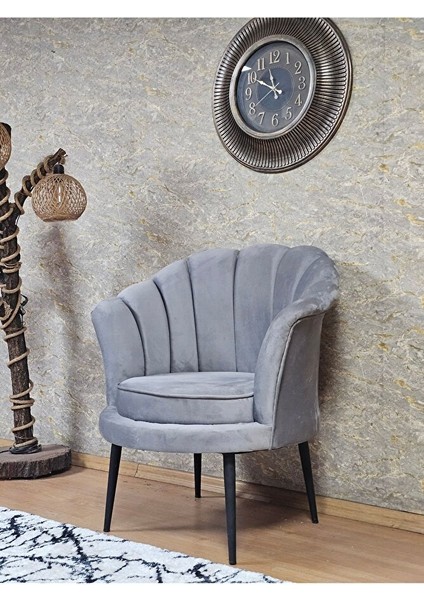 Tekli Istiridye Siyah Boyalı Sivriltme Ayak Çay Seti Koltuk Tekli Berjer , Balkon, Salon, Ofis Gri Renk 47 x 47 Boyut/ebat fırsatları