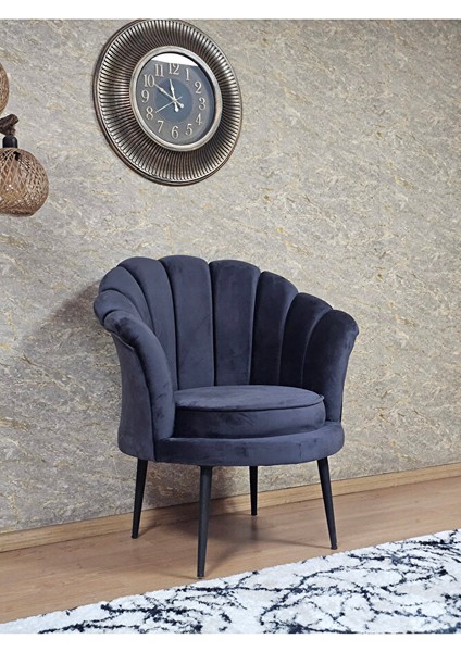 Tekli Istiridye Siyah Boyalı Sivriltme Ayak Çay Seti Koltuk Tekli Berjer , Balkon, Salon, Ofis Füme Renk 47 x 47 Boyut/ebat modelleri