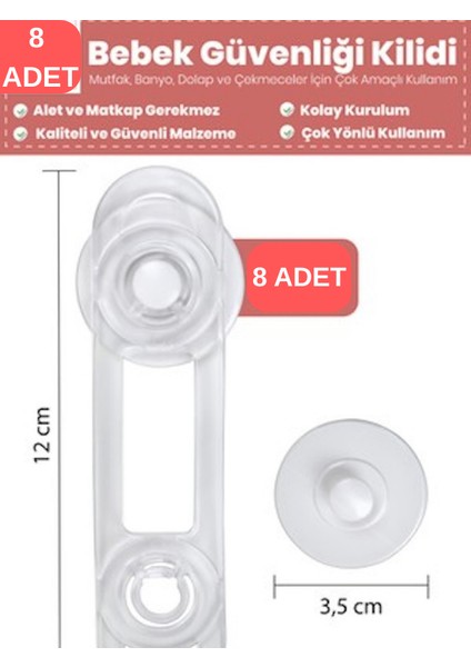 Bebek ve Çocuk Güvenlik Dolap Çekmece Kilidi 8 Adet indirimleri