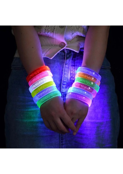 Kırmızı LED Işıklı Baskı Yapılabilen Pilli Bileklik Bilezik 1,5 cm Genişlik (3791) modelleri