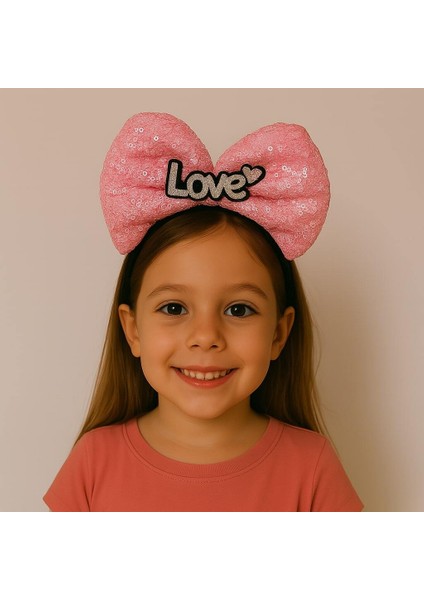 LED Işıklı Love Yazılı Fuşya Fiyonk Taç – Kız Çocuk Parti Tacı (3791) fiyatları