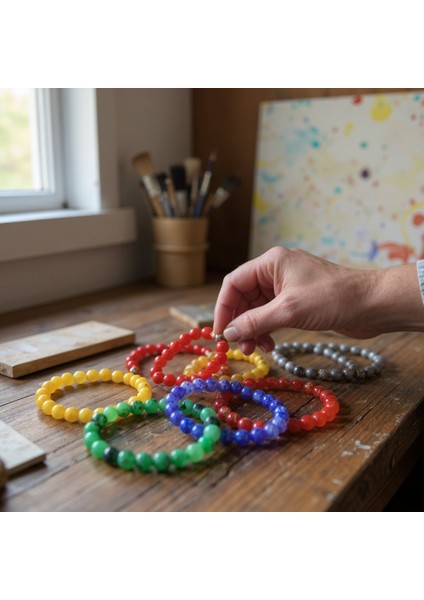 Renkli Cam Boncuklu Bileklik Seti - 6'lı Kadın Aksesuar Koleksiyonu modelleri