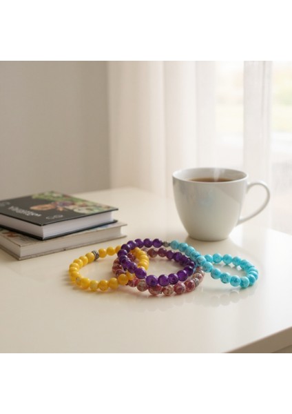 Renkli Cam Boncuklu Bileklik Seti - 6'lı Kadın Aksesuar Koleksiyonu fırsatları