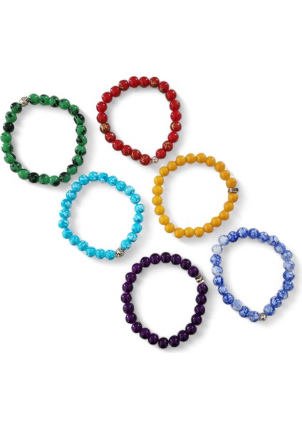 Renkli Cam Boncuklu Bileklik Seti - 6'lı Kadın Aksesuar Koleksiyonu indirimleri