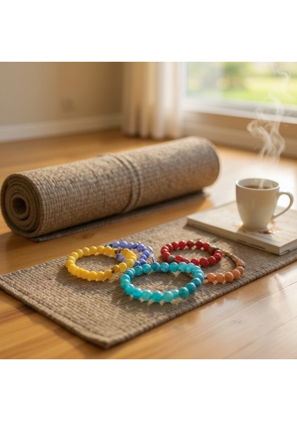 Renkli Cam Boncuklu Bileklik Seti - 6'lı Kadın Aksesuar Koleksiyonu