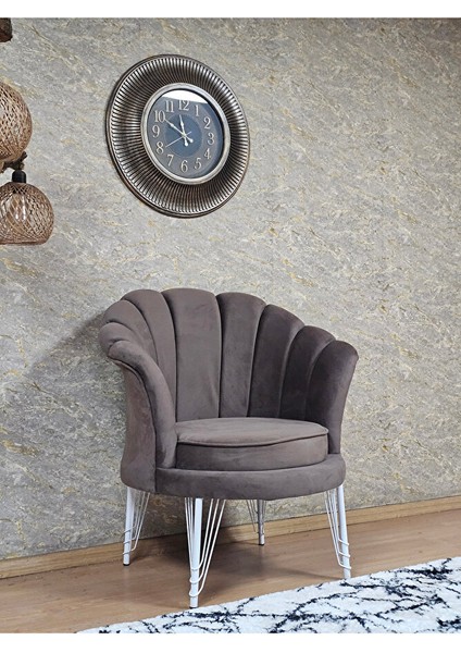 Tekli Istiridye Beyaz Boyalı Telli Ayak Çay Seti Koltuk Tekli Berjer , Balkon, Salon, Ofis Kahverengi Renk 47 x 47 Boyut/ebat modelleri