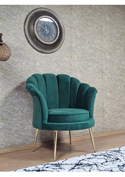 Tekli Istiridye Gold Kaplama Sivriltme Ayak Çay Seti Koltuk Tekli Berjer , Balkon, Salon, Ofis Yeşil Renk 47 x 47 Boyut/ebat modelleri